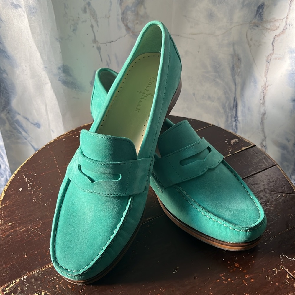 {Cole Haan} Teal Suede Loafers